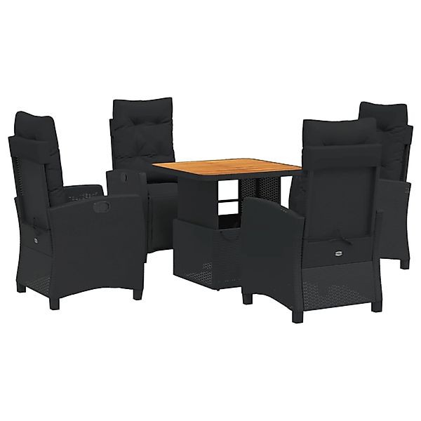 vidaXL 5-Tlg Garten-Essgruppe mit Kissen Schwarz Poly Rattan 3277388 günstig online kaufen