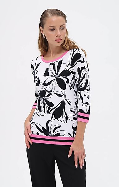 Passioni Strickpullover mit Blumenprint günstig online kaufen