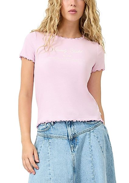 QS Kurzarmshirt mit Frontprint und gewellten Abschlüssen günstig online kaufen