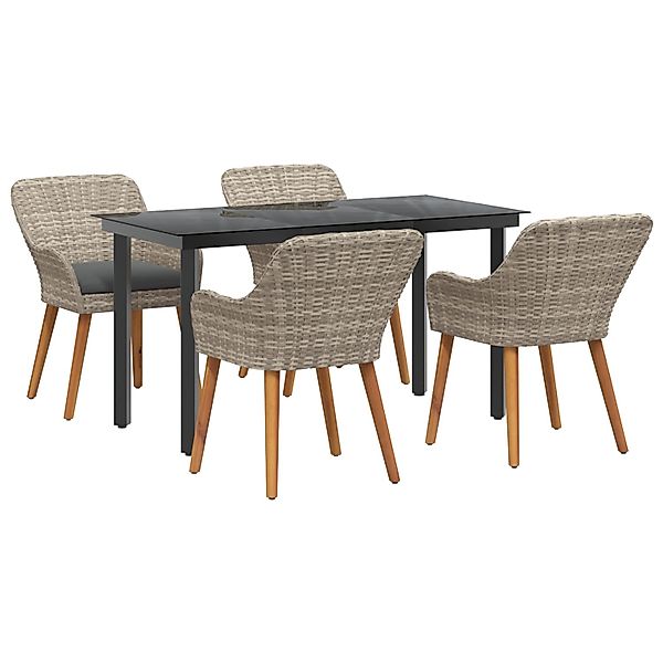 vidaXL Essgruppe 5-Tlg Hellgrau Poly Rattan 3261714 günstig online kaufen