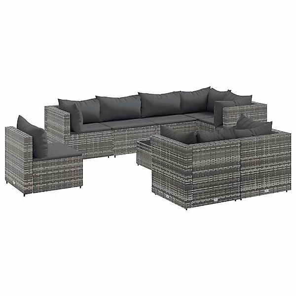 vidaXL 9-tlg Garten-Lounge-Set mit Kissen Grau Poly Rattan Modell 81 günstig online kaufen