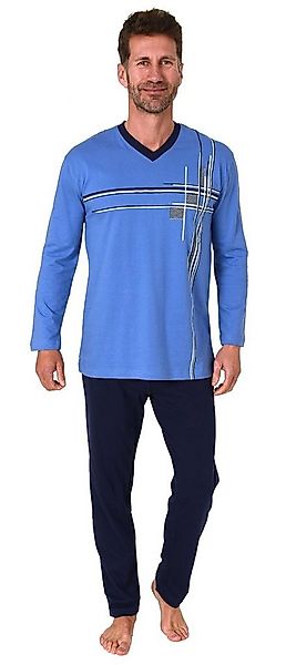 Normann Pyjama Herren Schlafanzug langarm Pyjama mit Frontprint - auch in Ü günstig online kaufen
