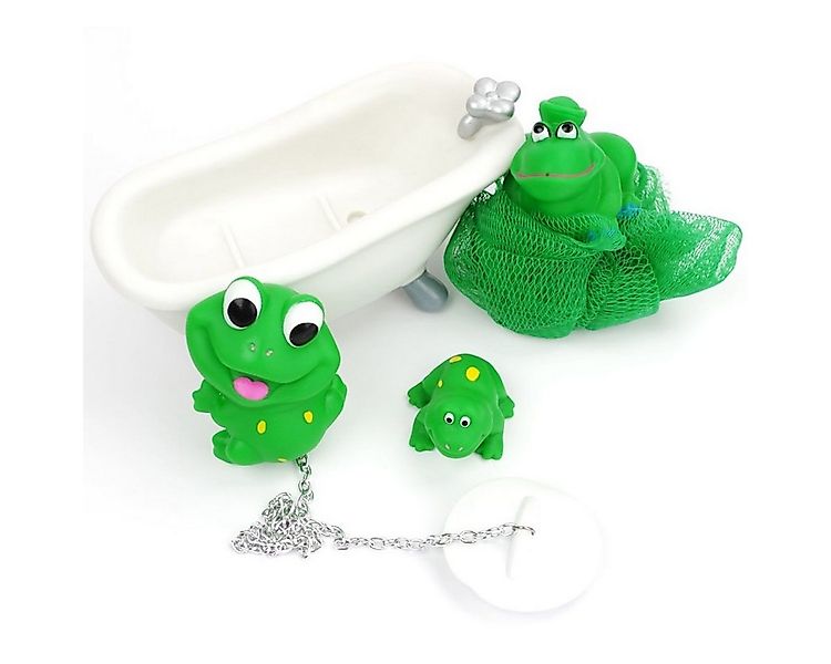 Badaccessoire-Set Badefrösche Set mit Badewanne als Seifenablage & Stöpsel günstig online kaufen