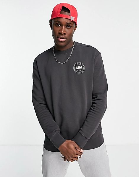 Lee – Sweatshirt mit rundem Logo und Rundhalsausschnitt-Schwarz günstig online kaufen