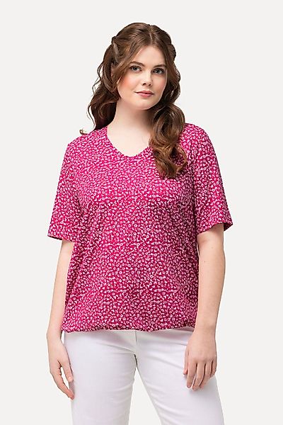 Ulla Popken T-Shirt T-Shirt Gummisaum V-Ausschnitt günstig online kaufen