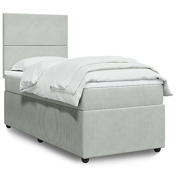 vidaXL Boxspringbett, Boxspringbett mit Matratze Hellgrau 90x200 cm Samt günstig online kaufen