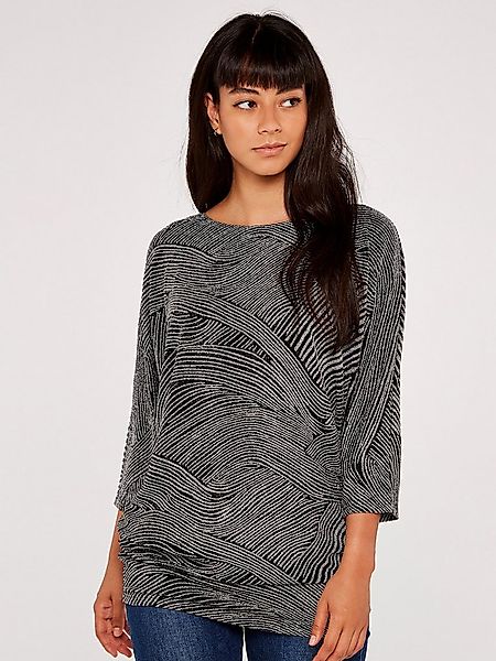 Apricot Fledermausshirt 3/4 Arm Top (1-tlg) im Metallic-Look günstig online kaufen