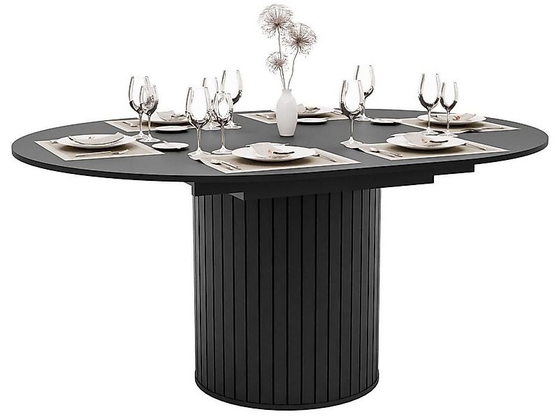 yourhouse24 Esstisch LINNEA Ø120-160cm Ausziehbar Säule Lamellen (Einzeltis günstig online kaufen