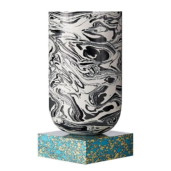 Tom Dixon - Swirl Vase M - schwarz-weiß, türkis/H x Ø 29x14,5cm günstig online kaufen