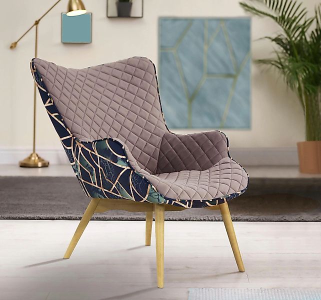 Home affaire Sessel "Duke Print" Karoprägung im Sitzbereich und Dekostoff a günstig online kaufen