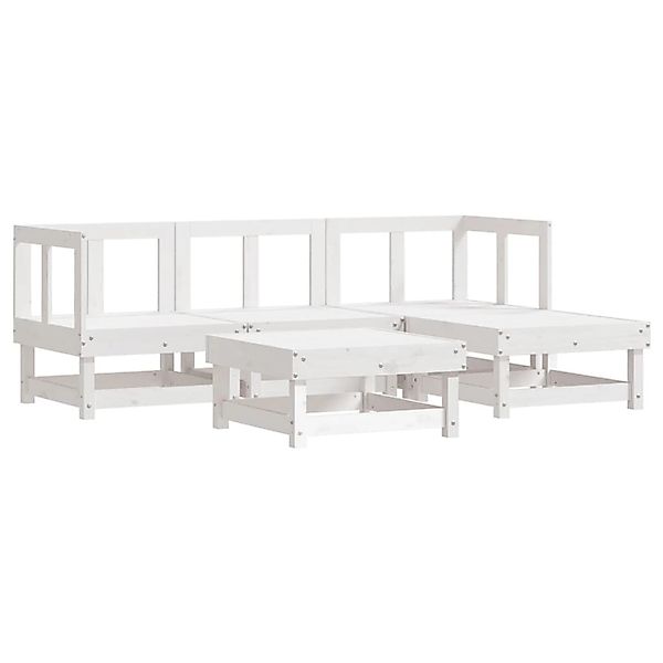 vidaXL 5-Tlg Garten-Lounge-Set Weiß Massivholz Kiefer 3186166 günstig online kaufen