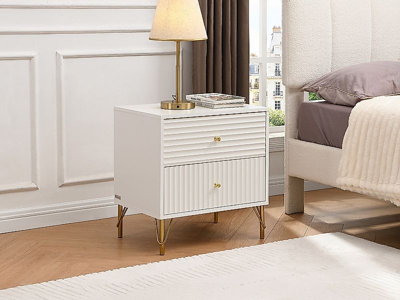 Set aus 2 Nachttischen mit 2 Schubladen – Weiß – LOUREO günstig online kaufen