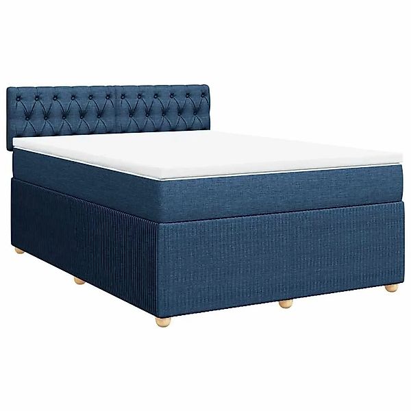 vidaXL Boxspringbett mit Matratze Blau 140x200 cm Stoff 3289792 günstig online kaufen