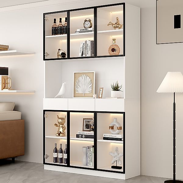 Merax Standvitrine Matt Glasvitrine mit LED-Beleuchtung günstig online kaufen