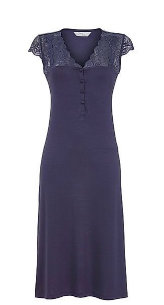 Chérie Line Nachthemd mit Knopfleiste und Passe mit Spitzeneinsatz Viskose/ günstig online kaufen