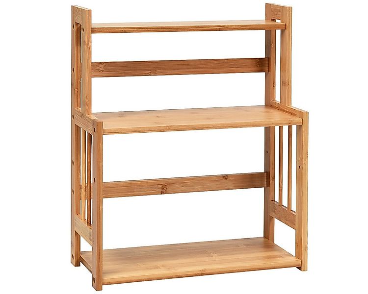 COSTWAY Gewürzregal, 3-stufig, mit höhenverstellbarer Ablage, Bambus günstig online kaufen