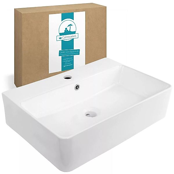 Calmwaters Hänge-Waschbecken 60 x 42 cm Weiß Aufsatzwaschbecken 05AB6163 günstig online kaufen