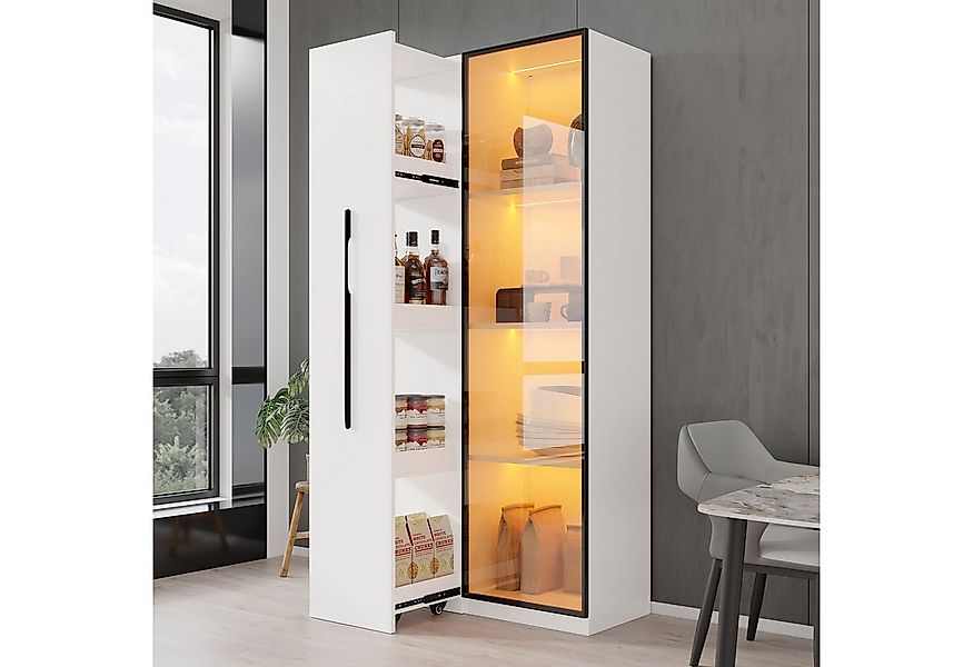 i@home Hochschrank Vitrine,Bücherregal,Multifunktionsschrank,Weiß (Packung günstig online kaufen