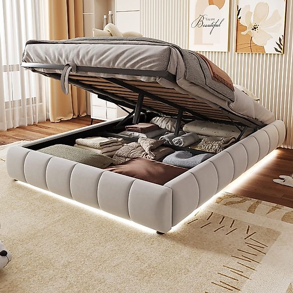 STILVORA Polsterbett 140x200 Doppelbett mit LED&Stauraum,Jugendbett günstig online kaufen