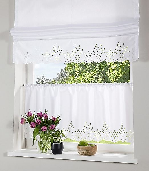 Home affaire Scheibengardine "Neapel" Stangendurchzug 1 Stk. tlg. halbtrans günstig online kaufen