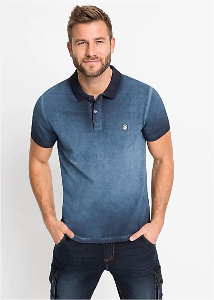 bonprix Poloshirt 1 Kurzarm, Polokragen, ausgewaschene Optik, aus Baumwolle günstig online kaufen