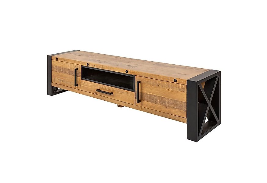 riess-ambiente Lowboard THOR 200cm natur / schwarz, Wohnzimmer · recyceltes günstig online kaufen