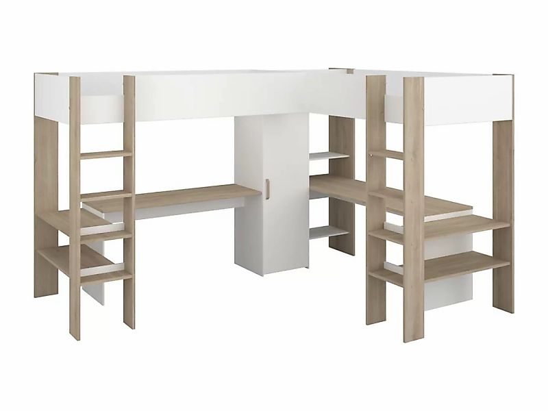 Parisot Hochbett "Alex, für 2 Kinder Maximaler Stauraum, 2 Schreibtische", günstig online kaufen