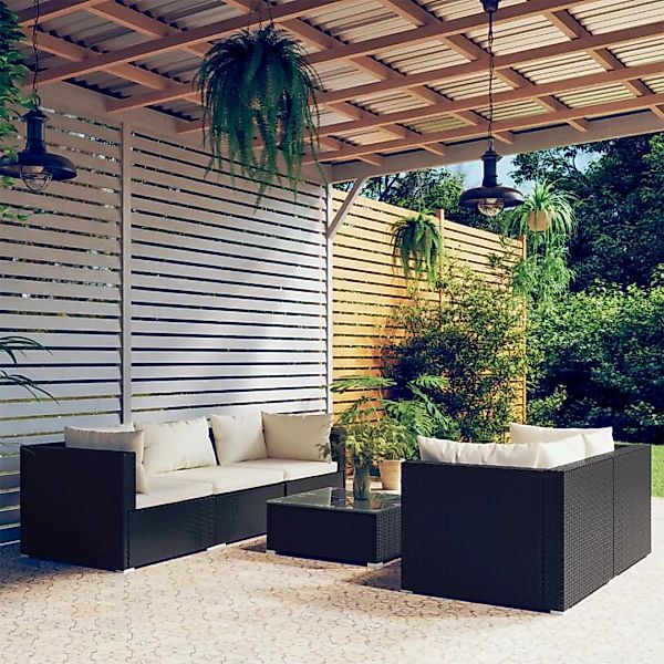 Vidaxl 6-tlg. Garten-lounge-set Mit Kissen Poly Rattan Schwarz günstig online kaufen