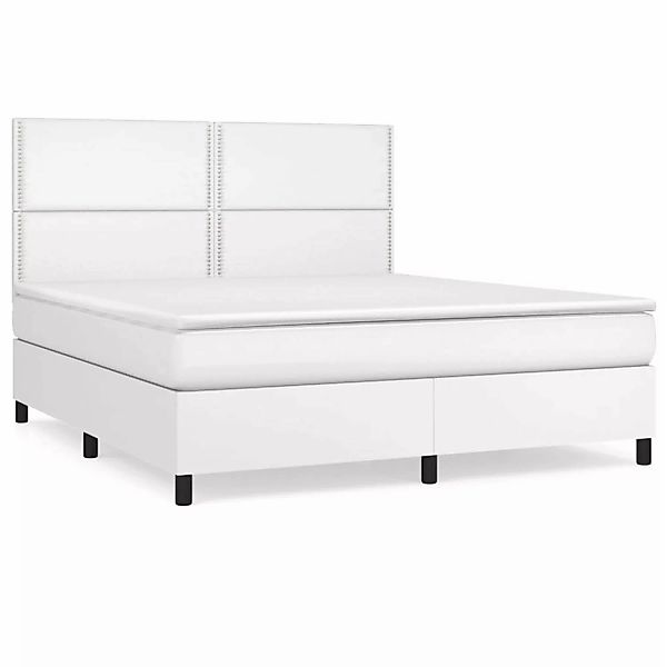 vidaXL Boxspringbett mit Matratze Weiß 160x200 cm Kunstleder1466146 günstig online kaufen