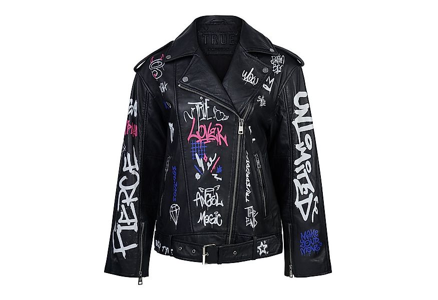 trueprodigy Lederjacke Anya Graffitiprint,asymmetrischer Reißverschluss und günstig online kaufen