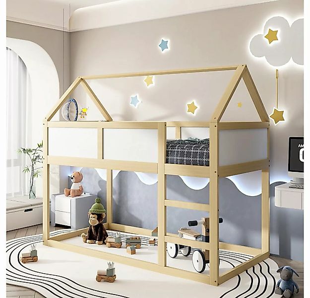 Sweiko Kinderbett Etagen-Kinderbett mit Treppe, (niedriges Etagen-Einzelbet günstig online kaufen