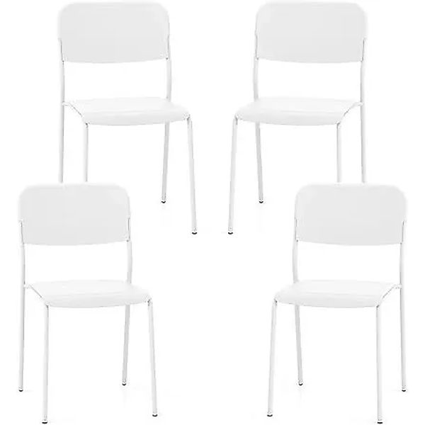 Costway 4er Set Esszimmerstühle Stapelbare mit Metallbeinen Weiß günstig online kaufen
