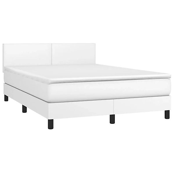 vidaXL Boxspringbett mit Matratze & LED Weiß 140x200 cm Kunstleder 3134106 günstig online kaufen