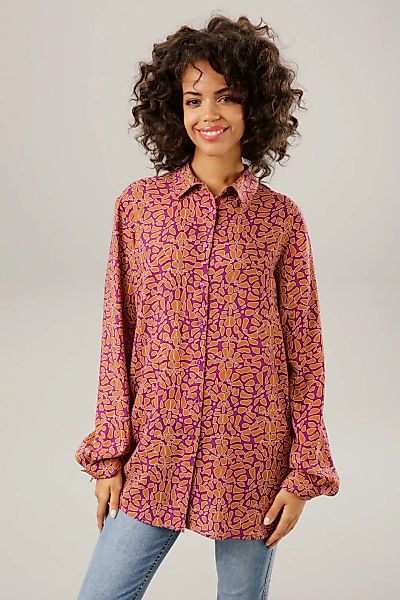 Aniston CASUAL Hemdbluse, mit trendfarbenem, graphischem Druck günstig online kaufen