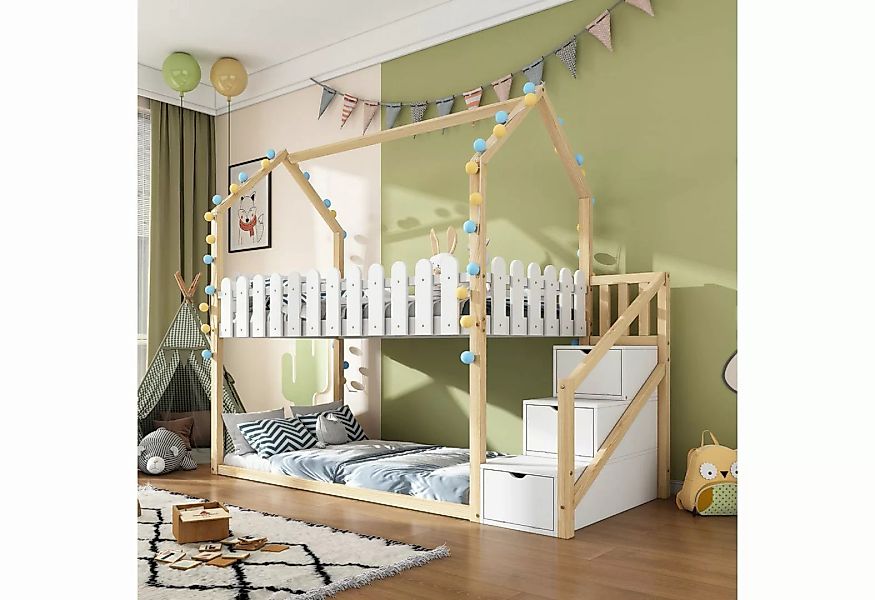 Gotagee Kinderbett Kinderbett 90x200cm Etagenbett Hausbett modern Holzbett günstig online kaufen