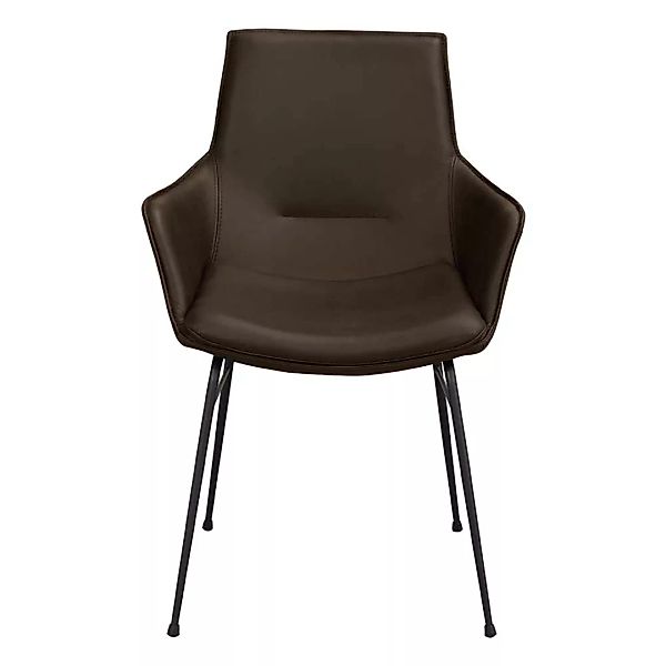 Moderne Esstisch Stühle in Braun Echtleder Armlehnen (2er Set) günstig online kaufen