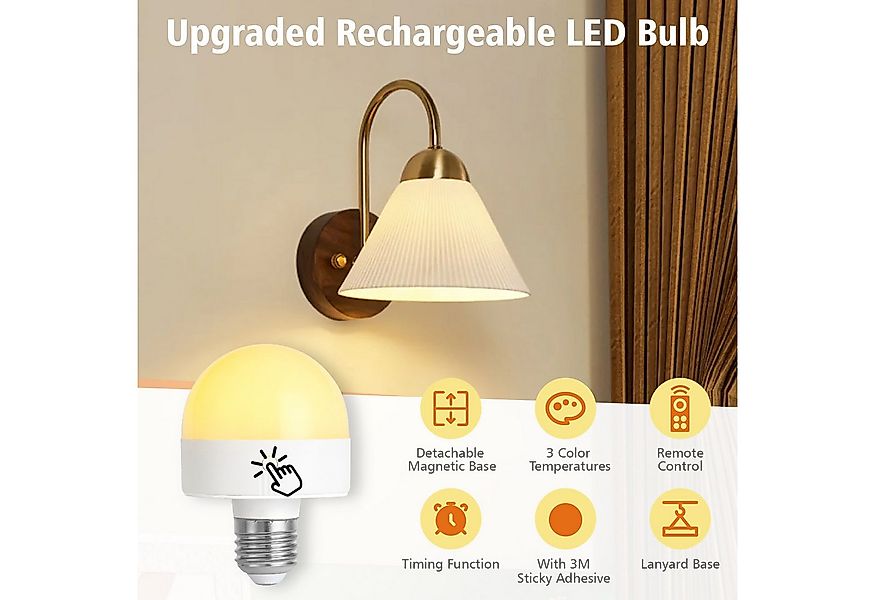 POPOLIC LED-Leuchtmittel Wiederaufladbare Glühbirne mit Timer und Fernbedie günstig online kaufen
