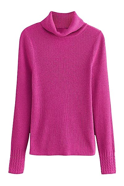 Next Strickpullover Gerippter Rollkragenpullover mit Wollanteil günstig online kaufen