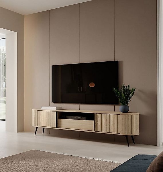 MOEBLO TV-Board TV-Tisch NOLI 196 2D1S (Eiche Cremona, gerillte Design-Fron günstig online kaufen