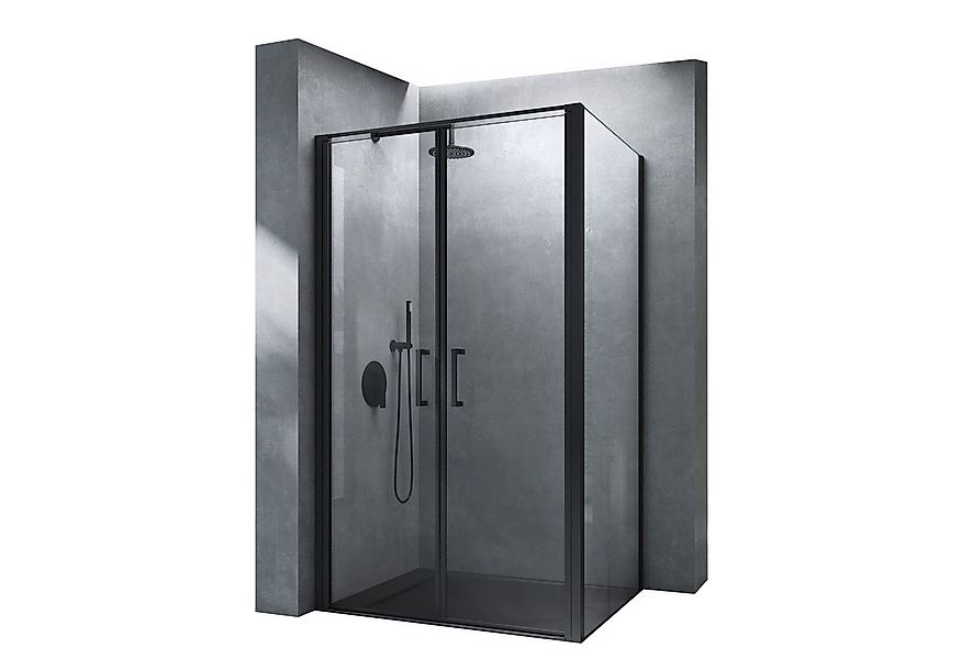 Mai & Mai Eckdusche Duschkabine Schwingtür Schwarz Duschabtrennung ESG mit günstig online kaufen