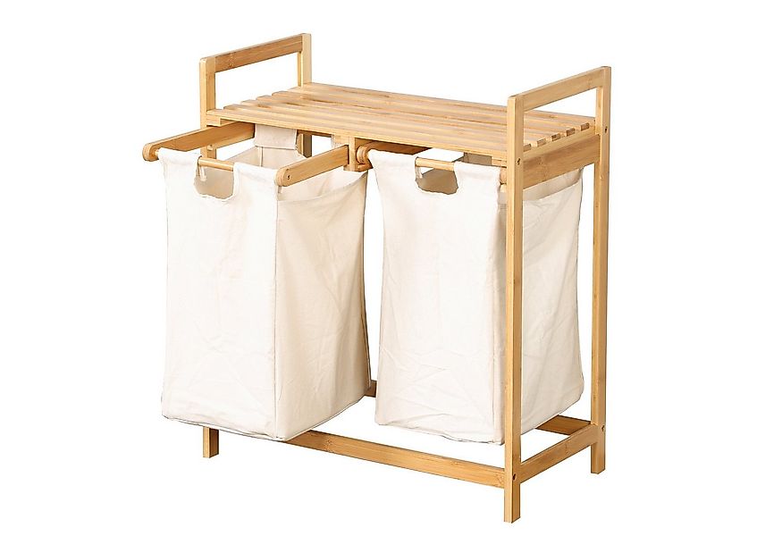 Floordirekt Wäschekorb aus Bambus Dakota, Wäsche-Sortierer mit 2 Wäschesäck günstig online kaufen