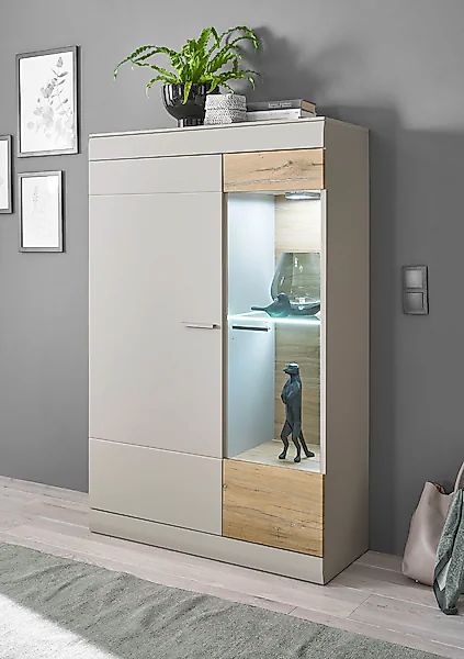 Home affaire Vitrine "SCARA" mit Applikation Zinneiche Dekor, Breite 90 cm, günstig online kaufen