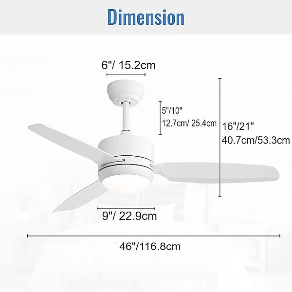 Sofucor Deckenventilator mit LED-Beleuchtung und Fernbedienung, günstig online kaufen