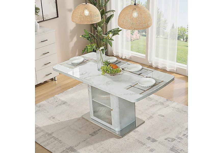 OKWISH Esstisch Esszimmertische, Tisch (120-160 cm, Ausziehbar, Mit Marmor- günstig online kaufen
