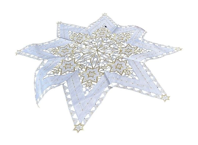 Westernlifestyle Tischdecke Weiss / Gold Stern Weihnachtsdecke Deckchen Mit günstig online kaufen