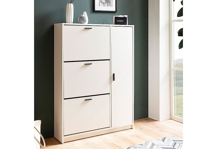 FINEBUY Schuhschrank FB102880 Schuhkipper Garderobe Weiß Schuhkommode Flurs günstig online kaufen
