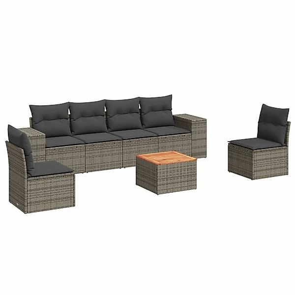 vidaXL 7-tlg Garten-Sofagarnitur mit Kissen Grau Poly Rattan Modell 148 günstig online kaufen