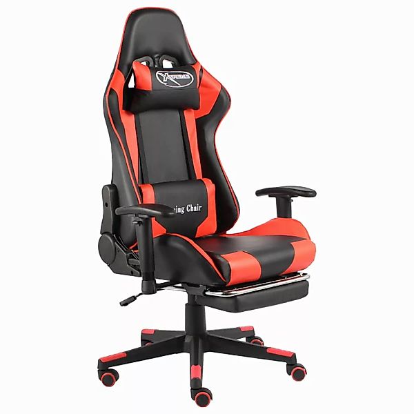 Gaming-stuhl Mit Fußstütze Drehbar Rot Pvc günstig online kaufen