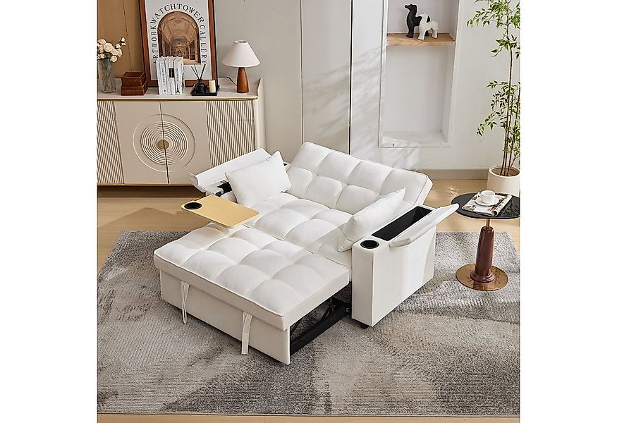 Merax Schlafsofa 3-in-1 Loungesofa faltbar Sofa mit USB & verstecktem Tisch günstig online kaufen