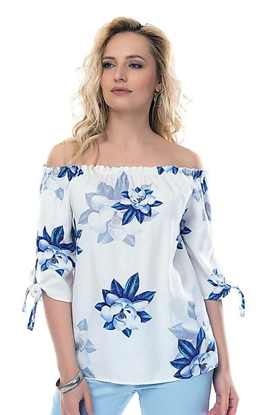 Passioni Kurzarmshirt Off Shoulder mit blauem günstig online kaufen